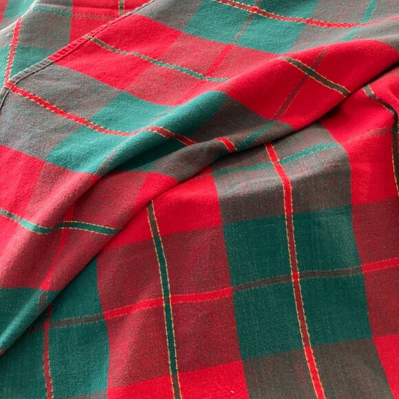 Hand Woven  Thick Fabric Christmas Holiday Tablecloth Red Green Gold Metallic - Picture 1 of 5